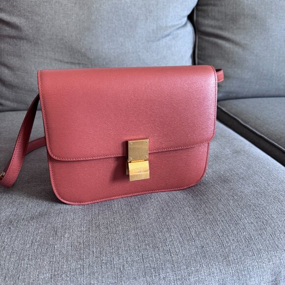 Celine medium classic box orange burnt terracotta liege leather bag - Picture 2 of 11